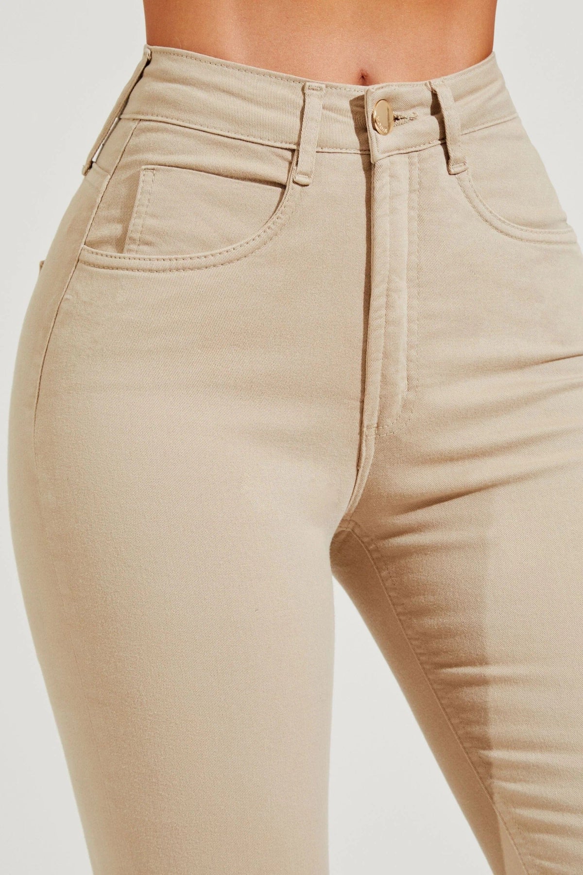 Calça Jeans Modeladora Boot Cut Nude Cós Médio Calça Jeans MRL-125 Miralleve
