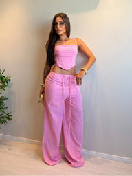 Conjunto Valentina cropped corset e calça pantalona — foto 1