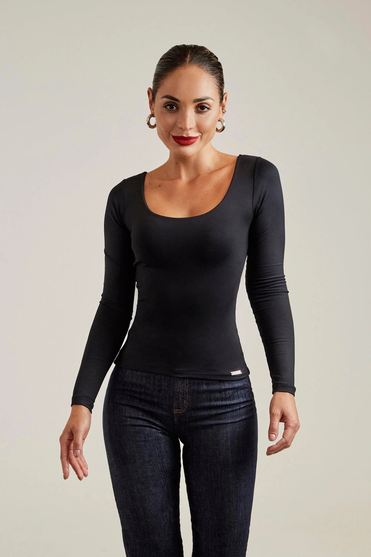 Blusa Premium Curve Manga Longa Preta Blusa Premium MRL-139 Miralleve 
