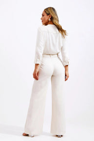 Calça Pantalona Linho Térmico Dunas Areia Calça Pantalona MRL-170 Miralleve Areia PP Extra Curto