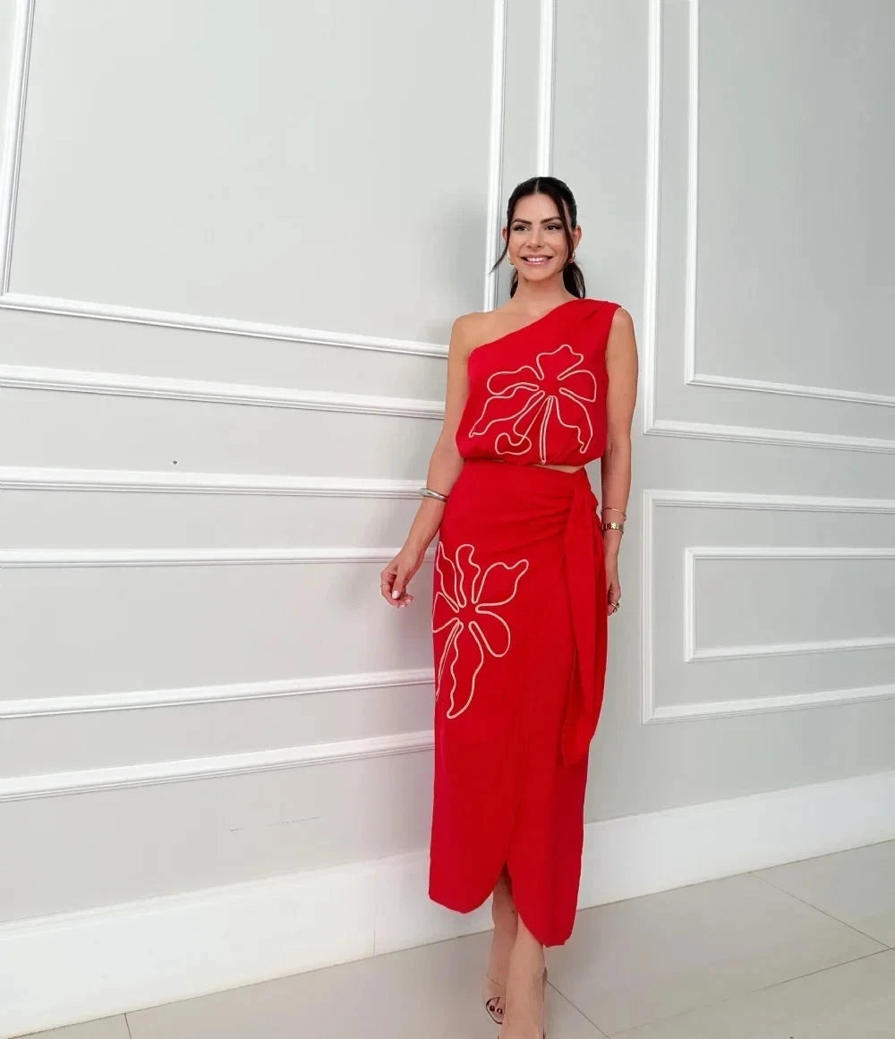 Conjunto Sofia - Moderno e Elegante Conjunto Sofia MRL-143 Miralleve Vermelho PP 