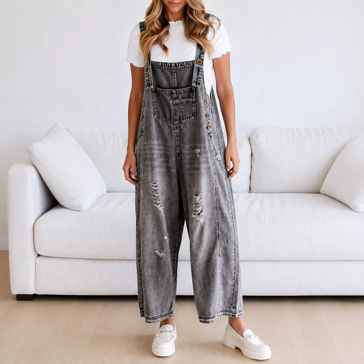 Macacão Janiele com Denim Vintage e Corte Amplo